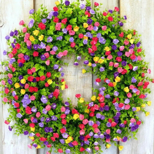 Spring Summer Wreaths for Front Door Farmhouse Colorful Cottage 18.5in