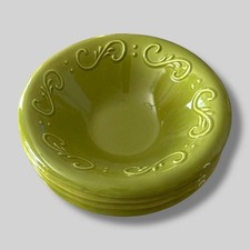 LoucArte Portugal Green Bowls 7.75” Set of 4 | Embossed | Vintage Look
