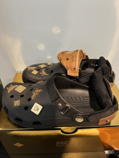 MCM x Crocs Black Leather Slip-On Logo Clog S...