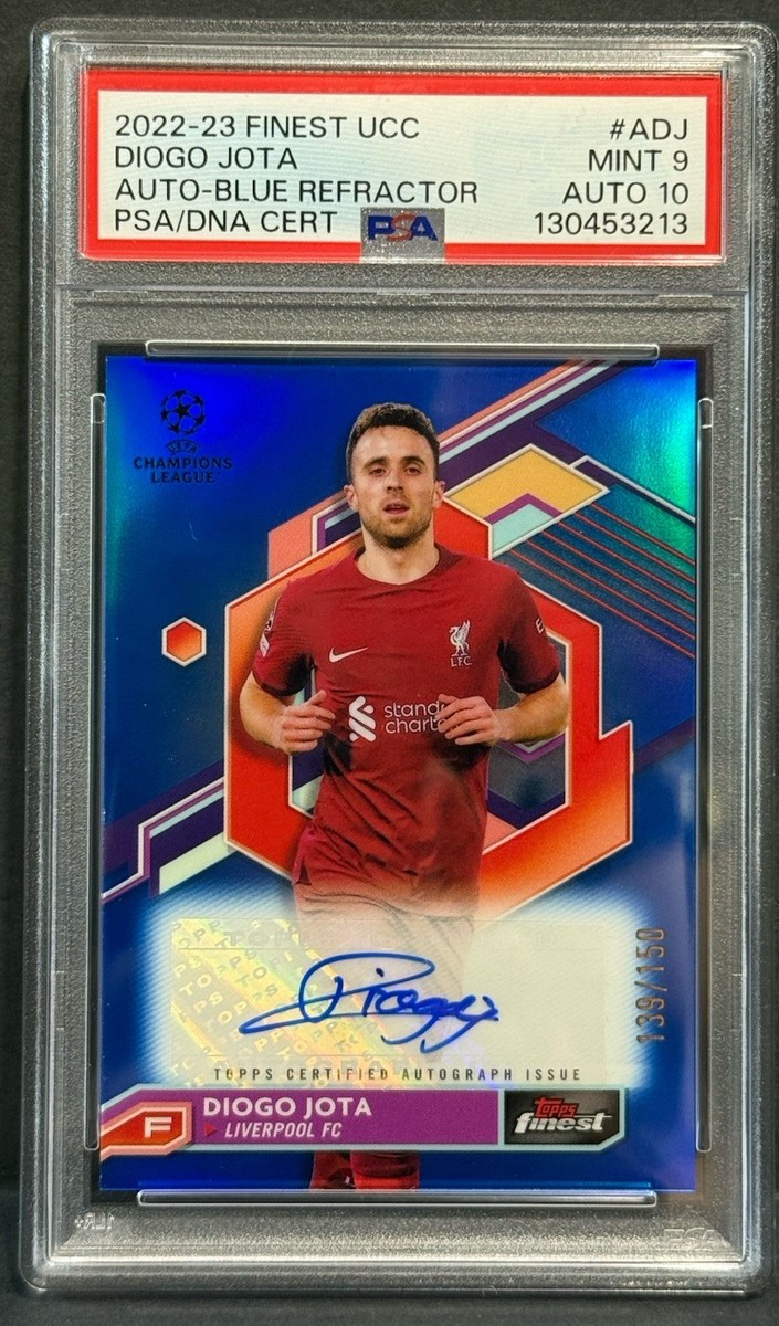 2022-23 Topps Finest UCC Liverpool Diogo Jota Auto Blue /150 PSA 9