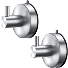 Suction Cup Hooks Set of 2 Stainless Steel for Bathroom