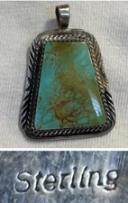 VTG Old Pawn Native American Navajo Sterling Kingman Turquoise Pendant