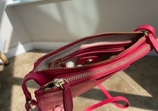 Radley London Dark Pink Leather Crossbody Zip Top Bag with Dust Bag