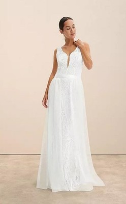 Freemans Pailletten Hochzeitskleid In Elfenbein UK 14 (FM214-7)