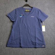 FIGS Isabela Mock Top Womens XL Blue Scrub Top Medical Nursing Workwear Sandra