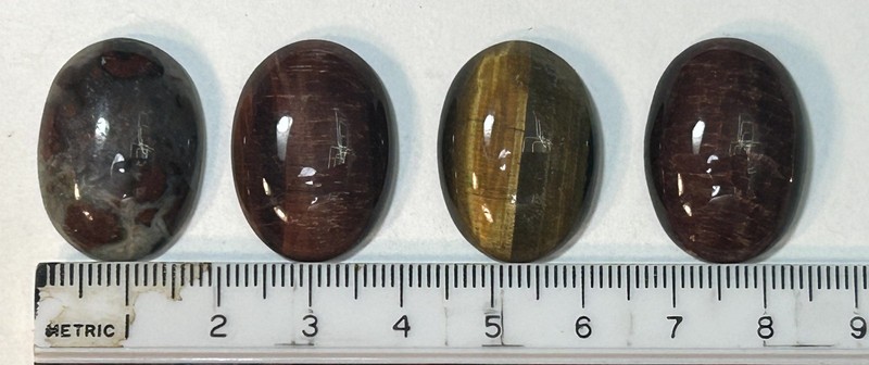 Lot 4 Natural Oval Cabochon Gemstones Tiger Eye Golden Tiger Eye Bloodstone