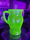 Vtg Anchor Hocking Glowing Green Uranium Glass Pitcher Diamond Cris Cross