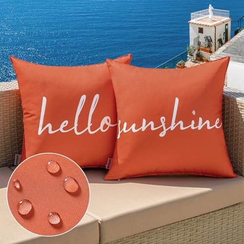 Outdoor Waterproof Throw Pillow Covers Set of 18" x 18" (Pack of 2) Coral Red - Bild 1 von 6
