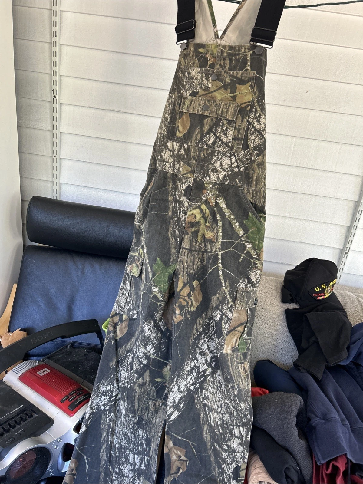 Vintage Jerzees Outdoors Bib Overalls Mens Camouflage Mossy Oak Breakup Camo