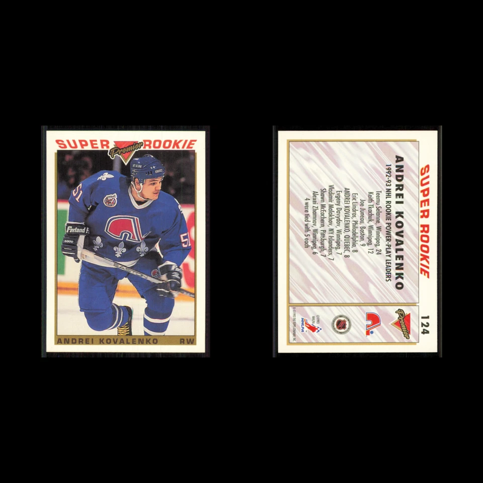 Andrei Kovalenko Rookie #124 1993 Topps Premier Quebec Nordiques Hockey Card NHL - Image 3 of 3
