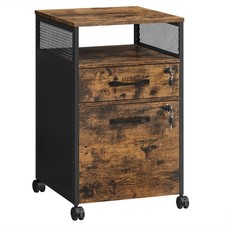 VASAGLE Filing Cabinet, Mobile File Cabinet,Rustic Brown and Ink Black