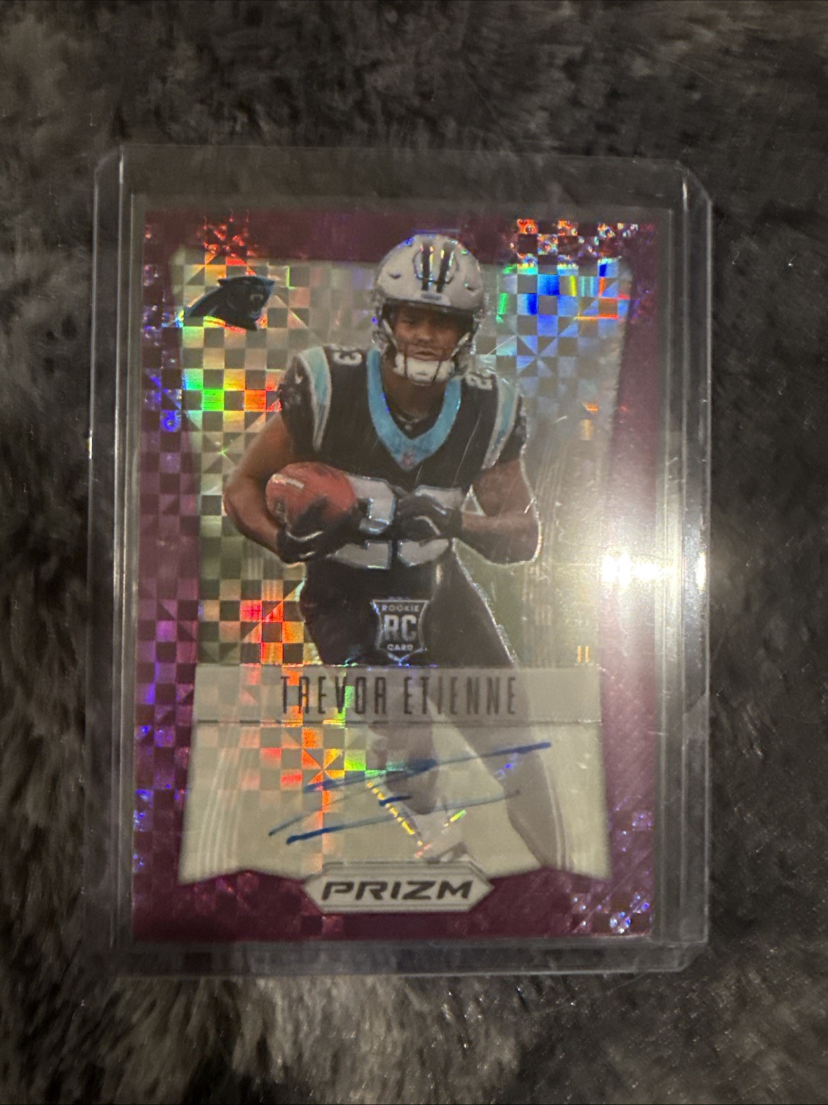Trevor Etienne 2025 Panini Prizm Purple Power Rookie Auto /49 