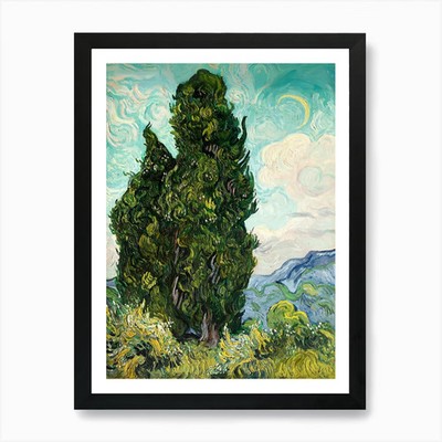 Two Cypress Trees Art Print Framed  Framed Wall Art Poster Canvas Print Picture