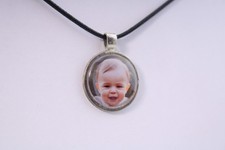Custom Personalized Baby Photo Picture Pendant Necklace - Round 1" Silver