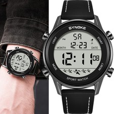 Orologio Uomo Marca Lusso Impermeabile Analogico Quarzo Calendario Cinturino Pelle Nero