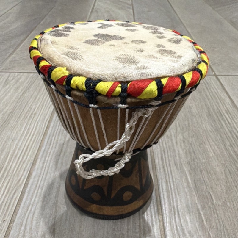 Handcrafted Wooden Djembe Drum with Rope Tuning and Animal Skin Head