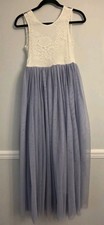2Bunnies Flower Girl's Dress Ligth Gray Size 12/14