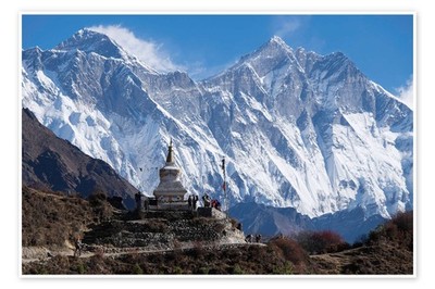 Poster Tenzing Norgye Stupa + Mount Everest - John Woodworth
