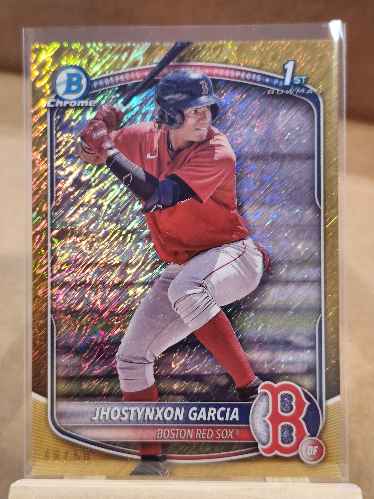 2025 BOWMAN CHROME 1ST - GOLD SHIMMER #/50 - JHOSTYNXON GARCIA BCP-43 - BOSTON
