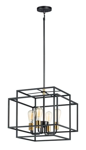 Liner 16.75" 4-Light Pendant in Black/Satin Brass - Picture 2 of 2