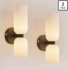 2pcs Battery Operated Wall Sconce Black Wireless Lights W/ Remote 3000K-6000K