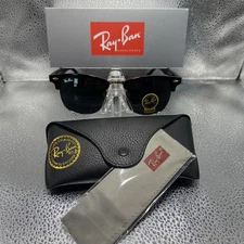 Ray-Ban RB3016 Clubmaster Unisex Classic Square Frame Sunglasses Black Lens