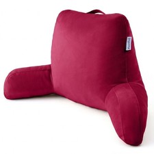 Reading Pillow for Bed Sitting Up, Adults and Teens Backrest with Arms, Velve