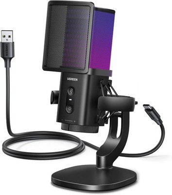 UGREEN USB Gaming Mikrofon, 96kHz/24bit, DSP Rauschunterdrückung, Echtzeit Monito