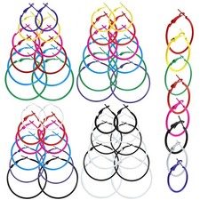 96PCS Hoop Earrings Finding, Round Hypoallergenic Earring Hoops
