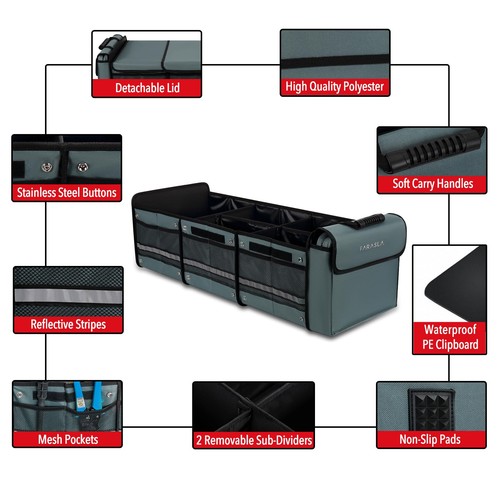 Waterproof Trunk Organizer with Insulated Cooler Bag Foldable Cover - Picture 6 of 7