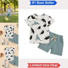 Toddler Boy Shorts Set 2T 3T 4T 5T Cotton Dinosaur Outfit Summer 12-18 Months