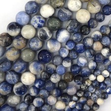 Natural White Blue Sodalite Round Beads Gemstone 15" Strand 4mm 6mm 8mm