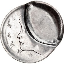 [#840495] Coin, Brazil, 5 Centavos, 1967, error partial brockage, AU, Stainl, es