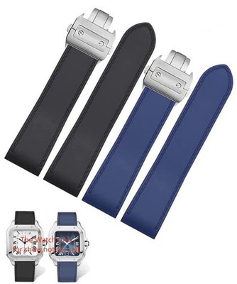 23MM 25MM RUBBER STRAP WATCH BAND FOR CaritierSANTOS 100 XL CHRONO CLASP