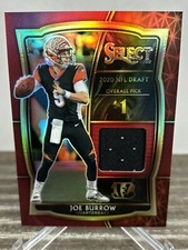 2020 JOE BURROW Select Draft Selections Red Prizm Rookie Jersey Relic RC #DS-JBO
