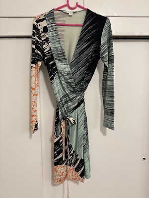 Diane Von Furstenberg Multi- colored Wrap Dress, Size