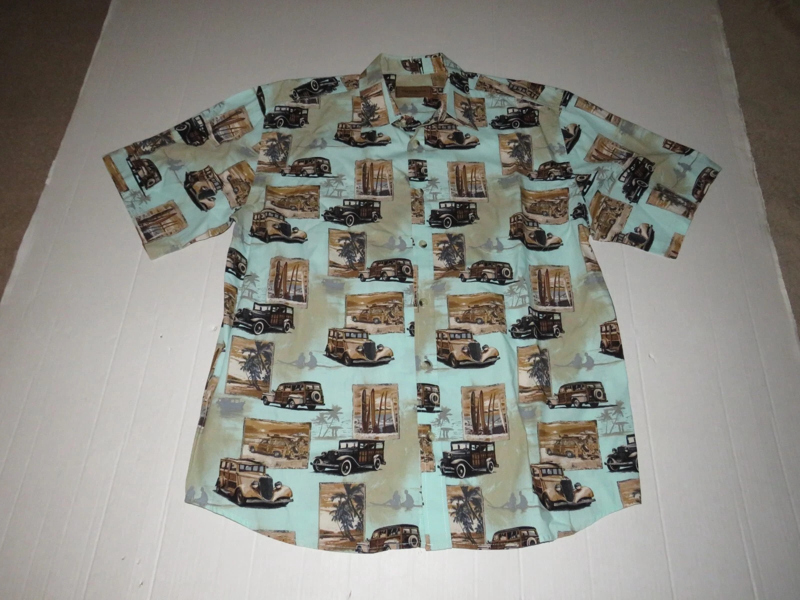 Clearwater Outfitters Classic Car Woody Sufing Button Up Shirt Size XXL