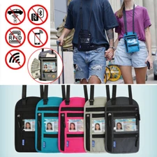 Travel Passport RFID Blocking Wallet Bag Holder Security Pouch Neck Anti-Theft