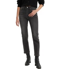 Levis Womens 31 Dark Grey Charcoal Wash Denim Wedgie Straight Cut Jeans NWT DF41