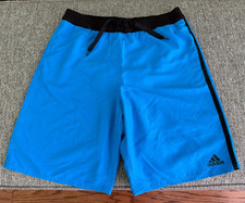 Adidas Boys XL Swim Trunks, Blue with liner, white stripes, elastic waist