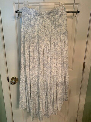 Chris & Carol NWT Blue and Ivory Maxi Skirt Size M