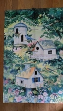 Birdhouse Bird Spring Yard Flag Blue Finch Robin 24x35 Large Vibrant Flowers