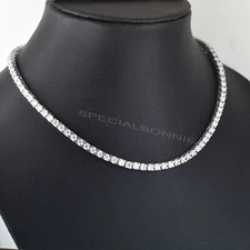 RARE 3mm, 19" Diamond Tennis Necklace, Great Luster & Sparkle ! Certified VIDEO