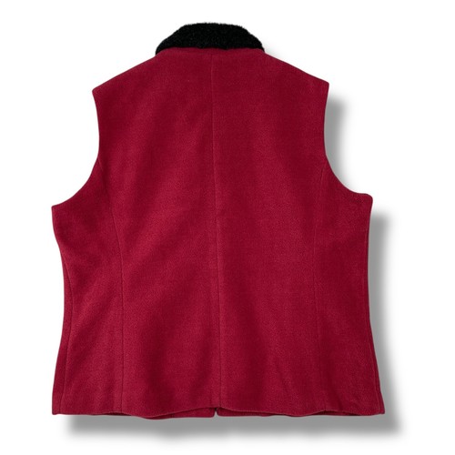 Bob Mackie Wearable Art Vest Faux Fur Collar Embroidered Fleece Red Artsy XL - Picture 3 of 5