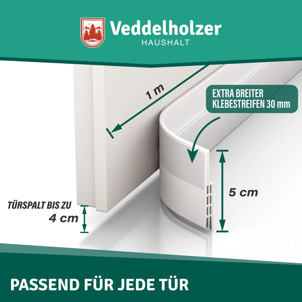 2 x 1 m zuschneidbar Türdichtung selbstklebend Zugluftstopper für Türen Braun - Bild 2 von 4