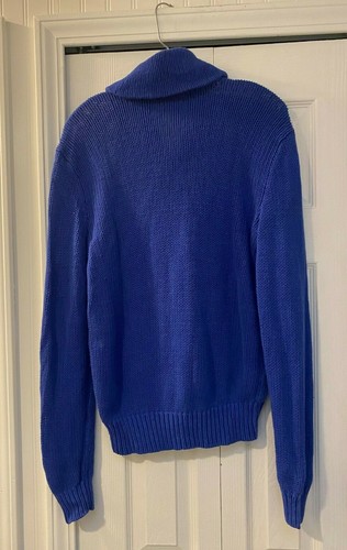 Polo Ralph Lauren Azul Lino Algodón Chal Cuello Madera Palanca Suéter Pequeño - Imagen 4 de 4