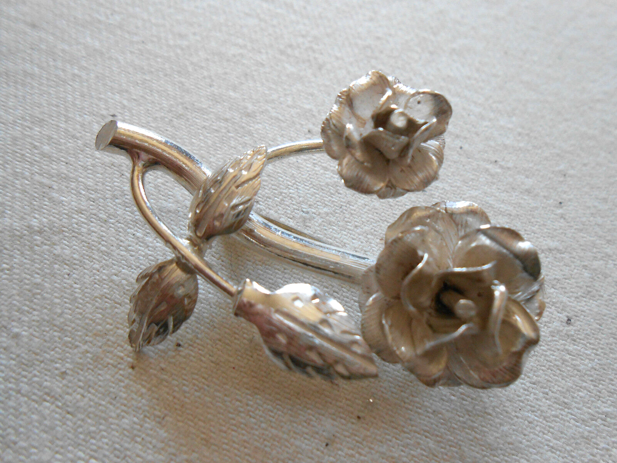 Vintage Sterling Silver Sculptured Rose Brooch 282806 | eBay