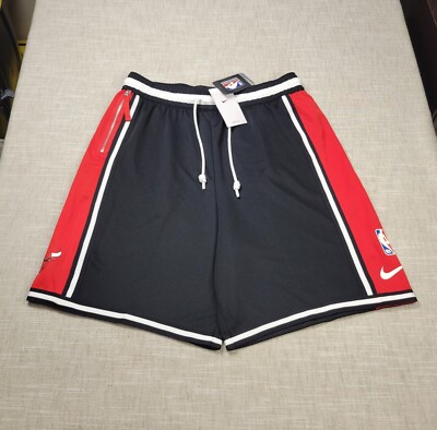 NIKE Chicago Bulls Shorts Large Tall Mens Black Red NBA Team Issue Basketball