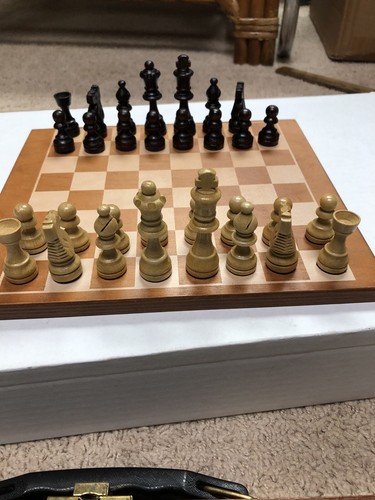 Juego de ajedrez de viaje de madera vintage DRUEKE Backgammon Grand Rapids MI - Imagen 2 de 12
