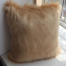 Luxury Soft Faux Plush Fleece Cushion Cover Pillowcase Pillow Sham Khaki 45x45CM